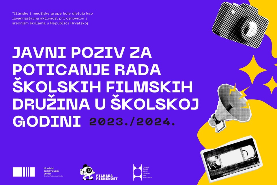 Poziv na prijave za sufinanciranje rada školskih filmskih družina