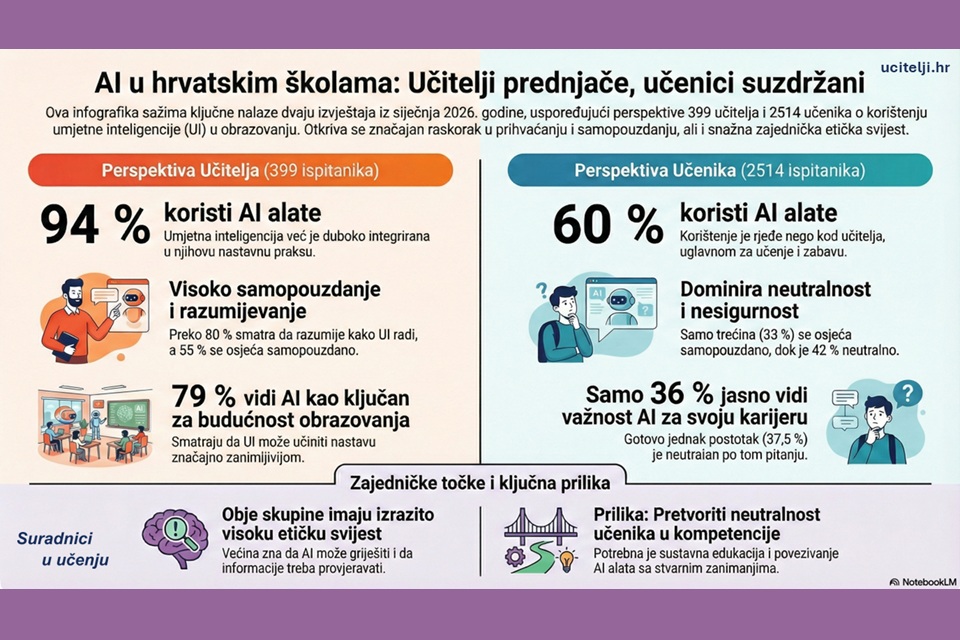 Rezultati istraživanja o umjetnoj inteligenciji u hrvatskim školama